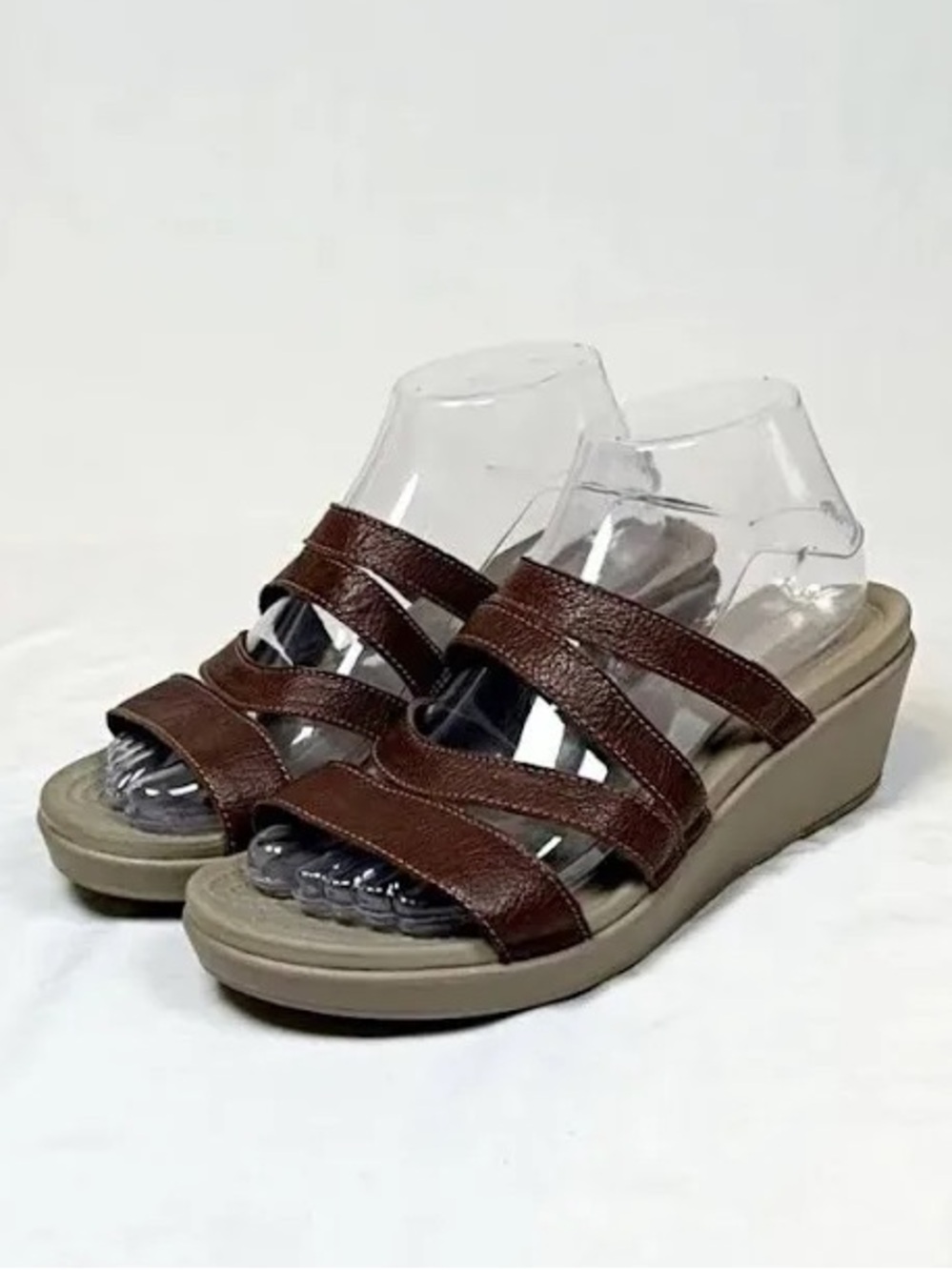 Crocs Brown Leigh-Ann Mini Wedge Strappy Sandals